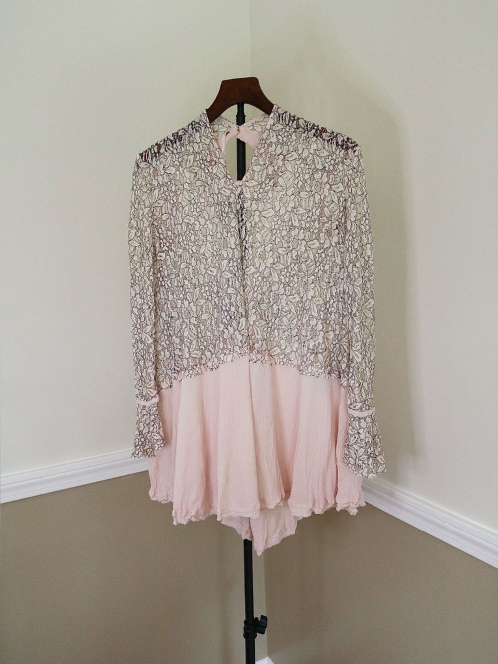 Free People Pearl Lace Overlay Blouse
